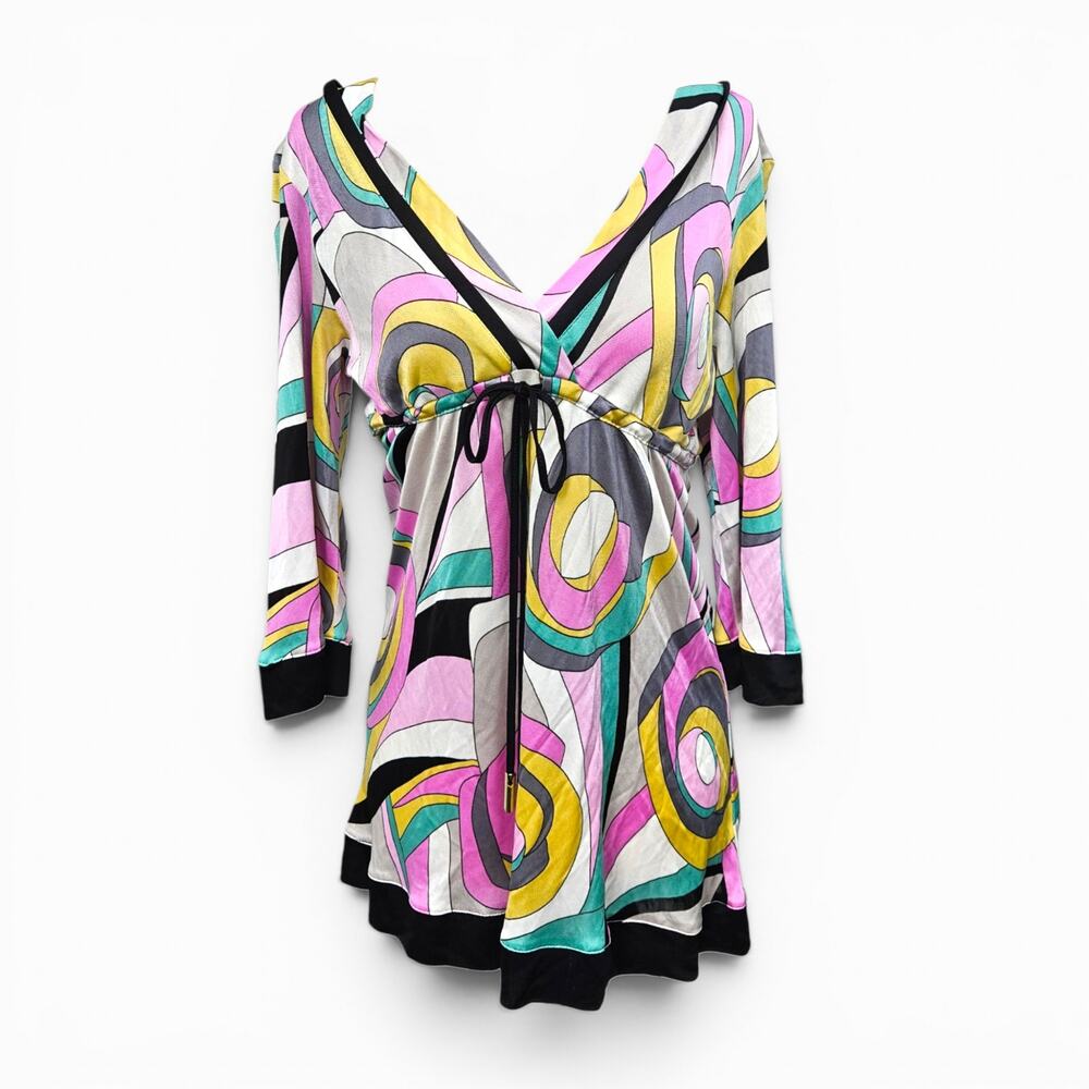 Y2k Euro Top Long-Sleeved Abstract Print - Size Medium